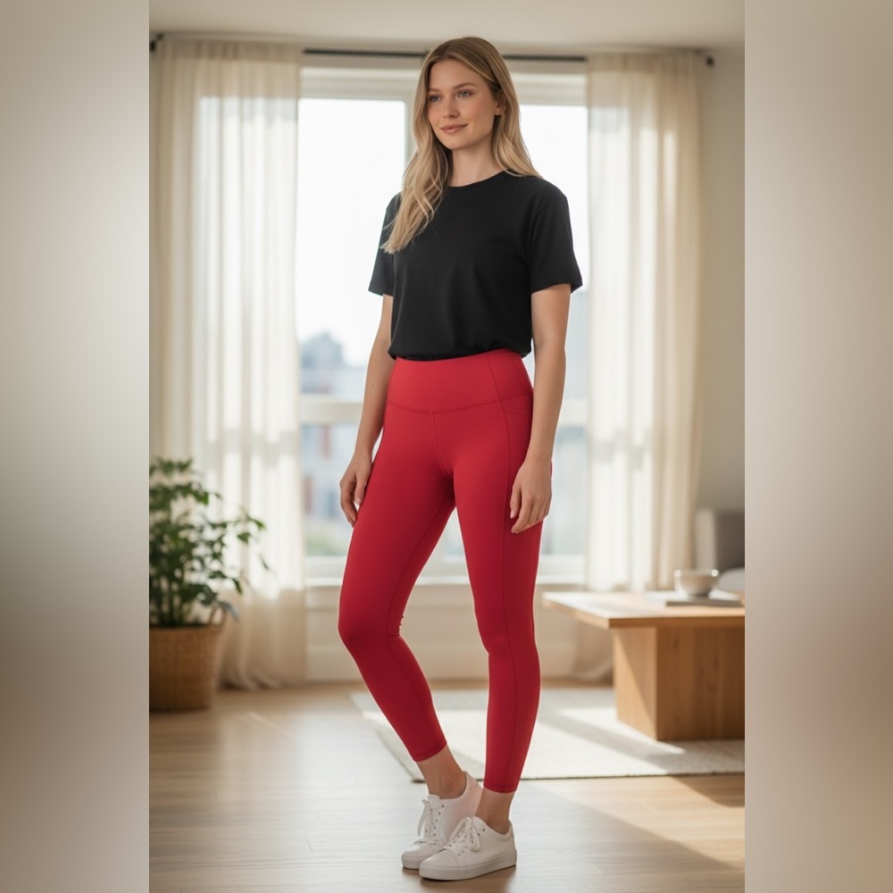 Lululemon Size 6 Base Pace HR Crop 23” Red High-Waisted Leggings Athletic Pants